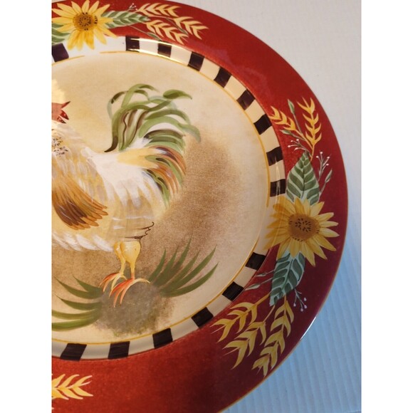 Sakura Chanticleer Sally Eckman Roberts Platter Plate Rooster Stoneware 16" - Picture 4 of 7